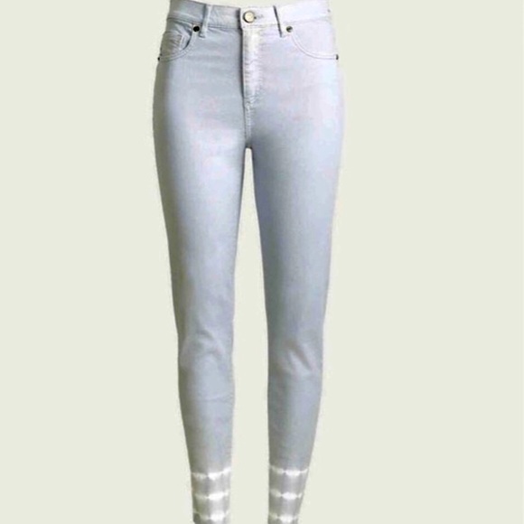 LOFT high waist skinny crop light grey tie dye detailed - Picture 1 of 12